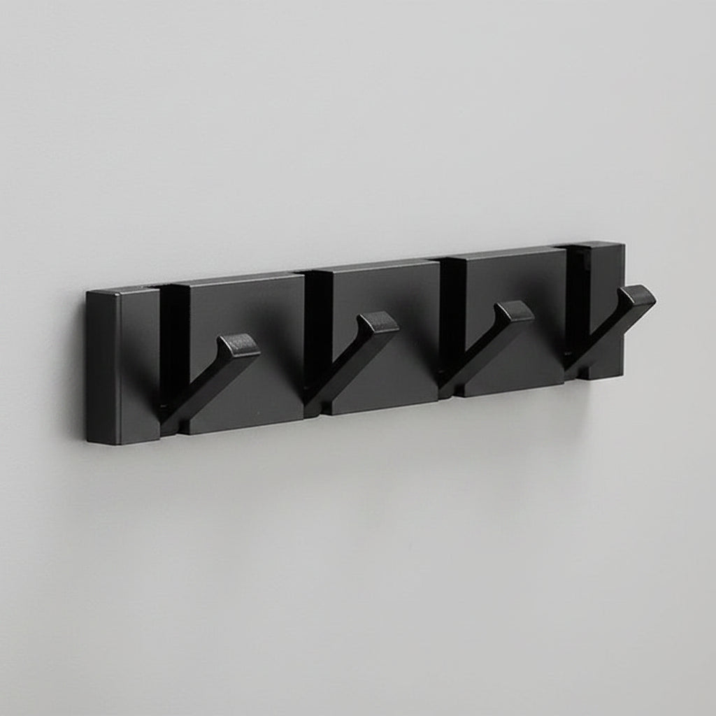 Foldable Stainless Steel Wall-Mounted Coat Rack with Retractable Hooks