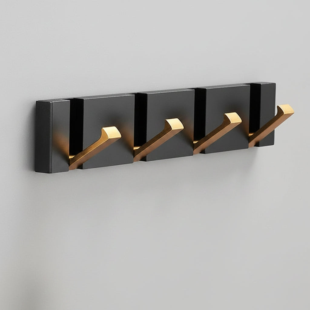 Foldable Stainless Steel Wall-Mounted Coat Rack with Retractable Hooks
