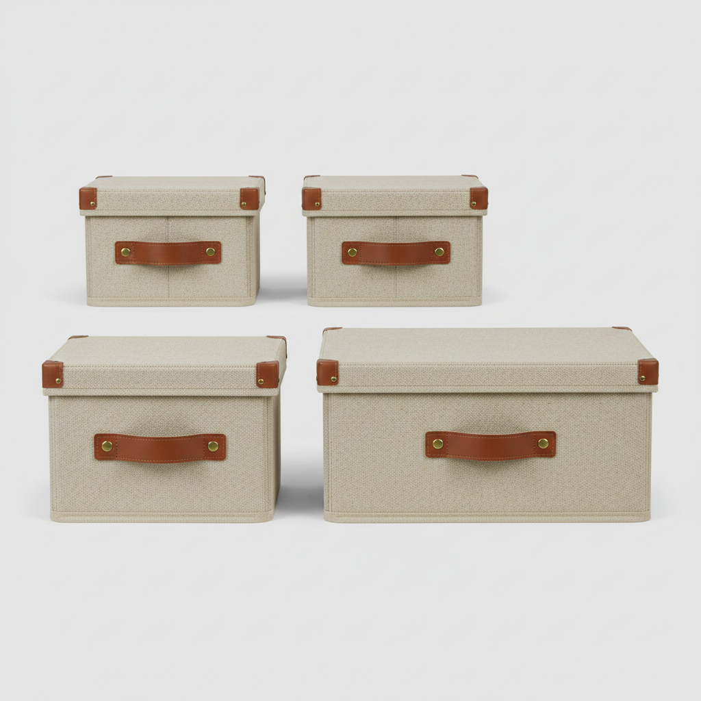 Foldable Storage Box with Lid – Textile Organizer with Handles for Clothes and Household Items
