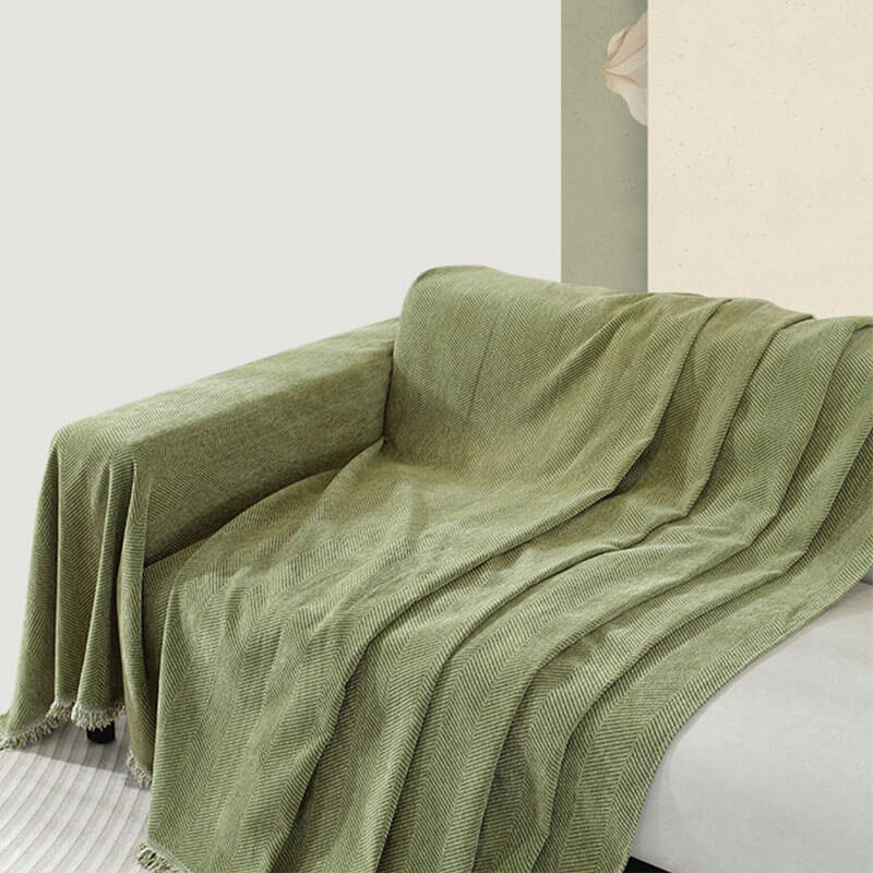 Fringed Machine-Washable Sofa Cover