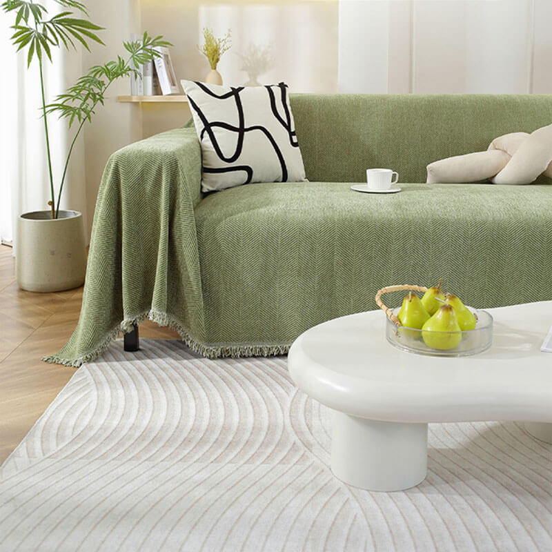 Fringed Machine-Washable Sofa Cover