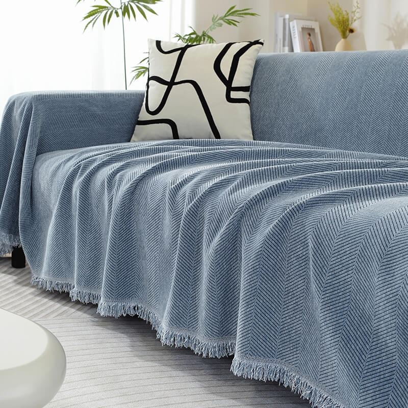 Fringed Machine-Washable Sofa Cover