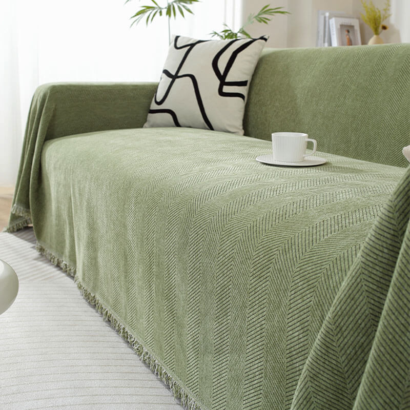 Fringed Machine-Washable Sofa Cover