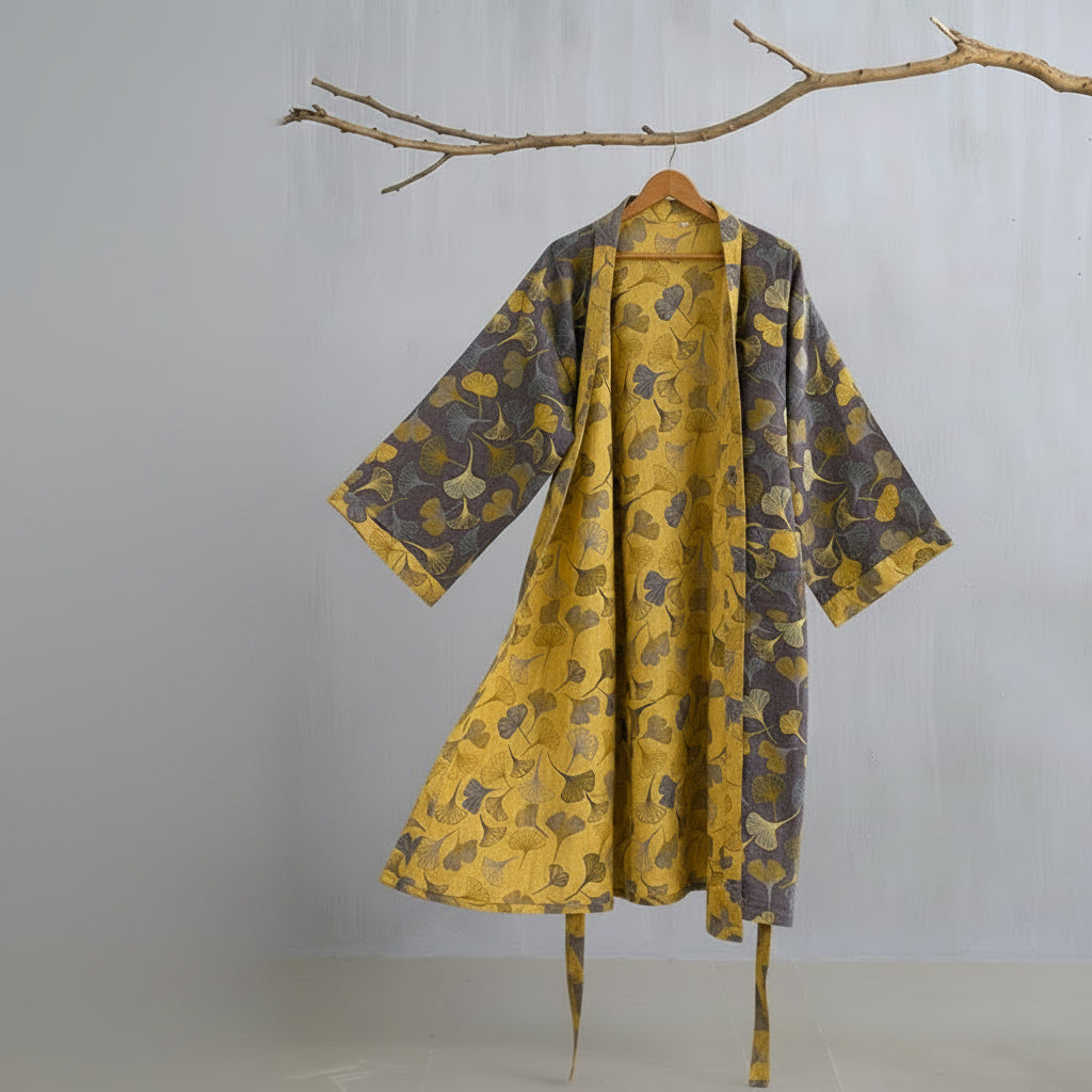 Ginkgo Biloba Leaf Pattern Bathrobe