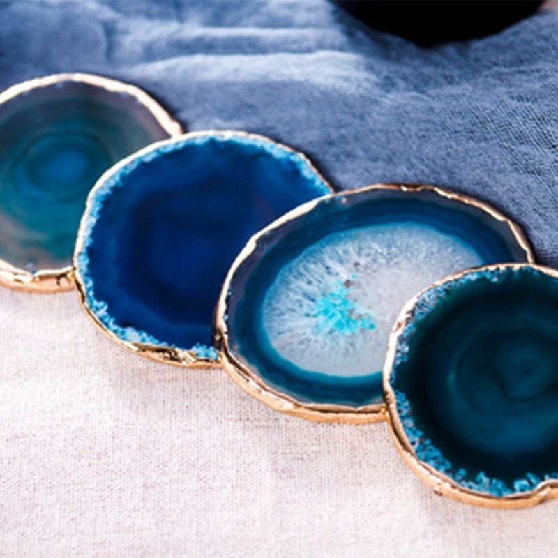 Gold-Plated Natural Stone Drink Coasters