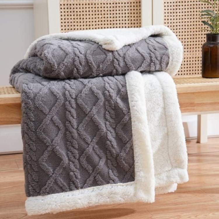 Grey Double Fleece Bed and Sofa Cover