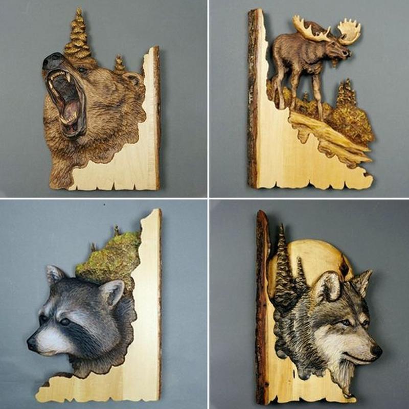 Handcrafted Animal Wall Art Carving Decorative Sculpture