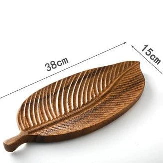 Handcrafted Wooden Serving Plate - Unique Black Walnut Leaf Platter for Elegant Dining and Decor