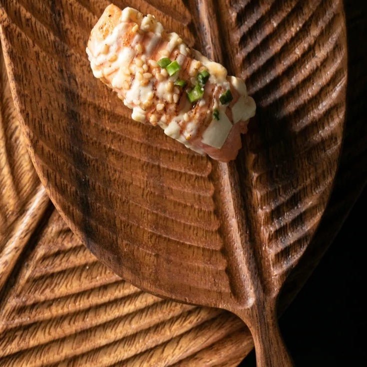 Handcrafted Wooden Serving Plate - Unique Black Walnut Leaf Platter for Elegant Dining and Decor