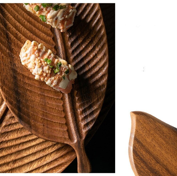 Handcrafted Wooden Serving Plate - Unique Black Walnut Leaf Platter for Elegant Dining and Decor