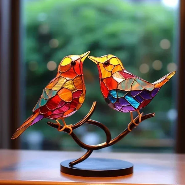 Handmade Acrylic Bird Statue – Colorful Art Decoration for Home Decor and Gift