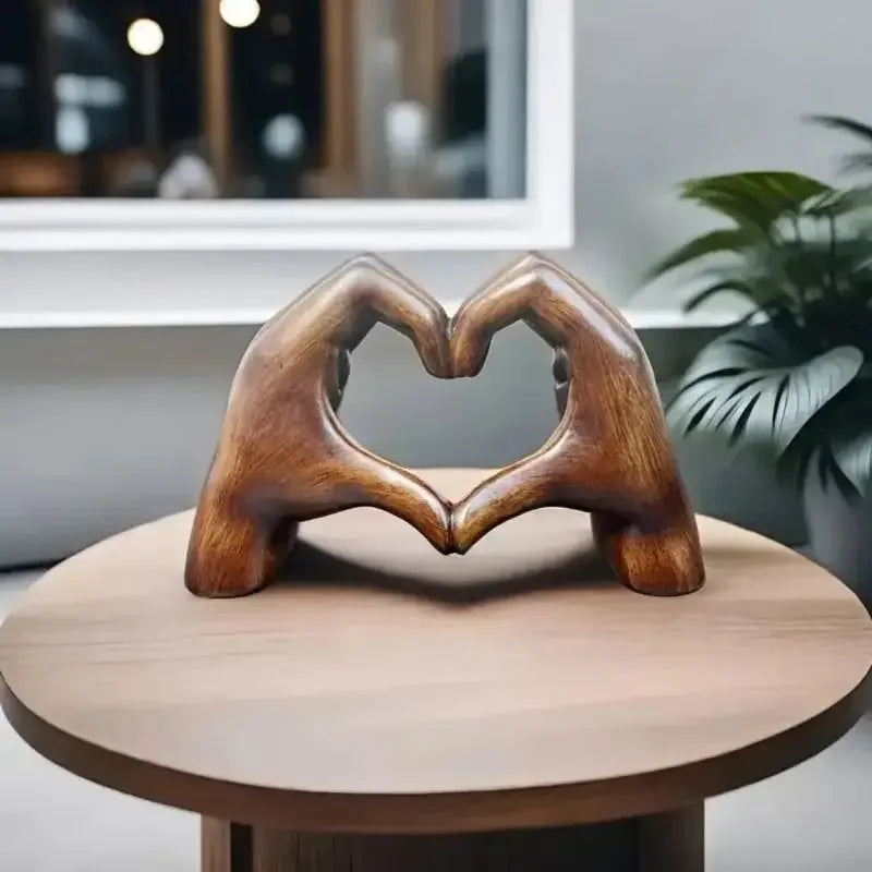 Heart-Shaped Wood-Effect Figurine