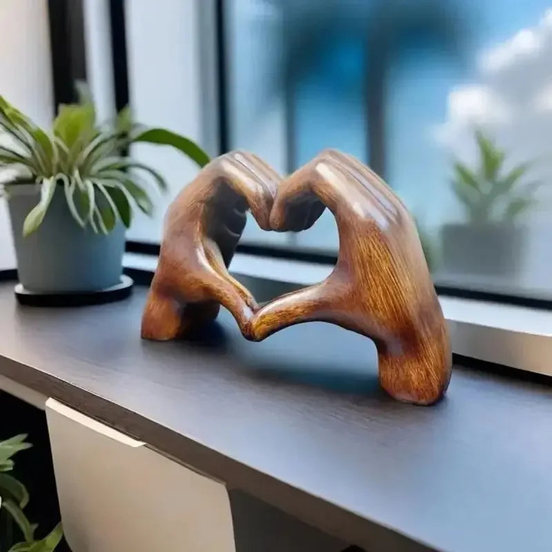 Heart-Shaped Wood-Effect Figurine