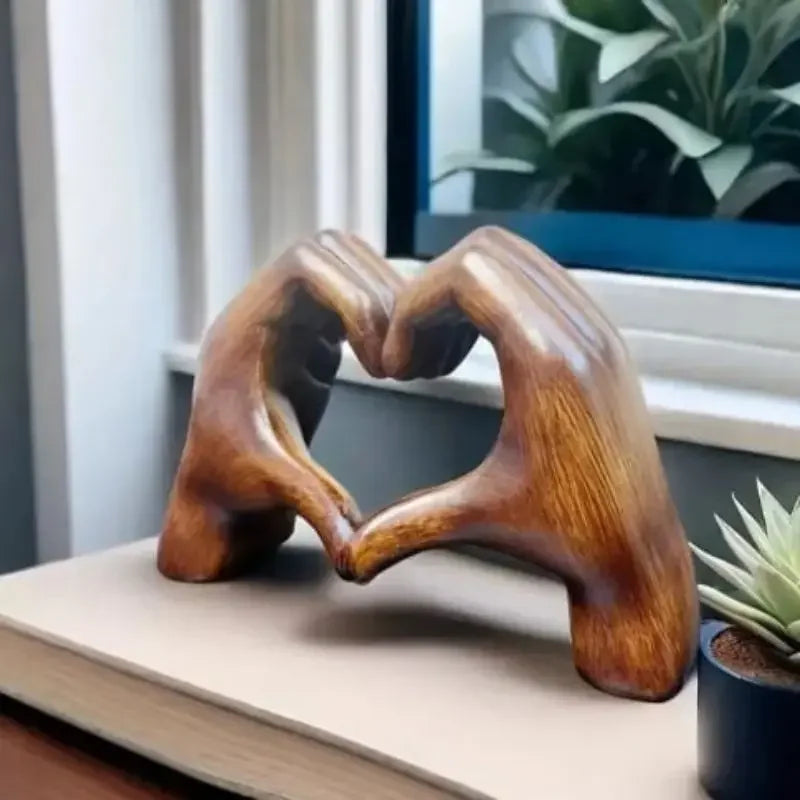 Heart-Shaped Wood-Effect Figurine