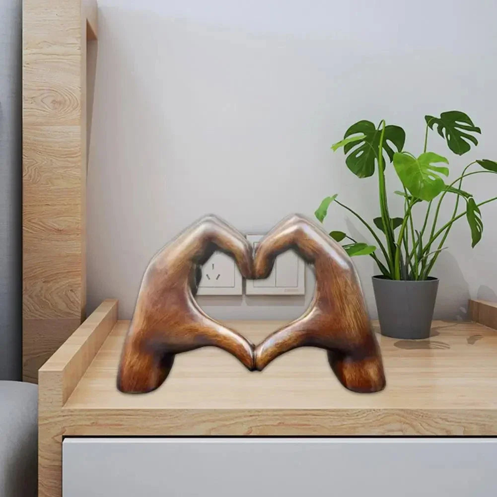Heart-Shaped Wood-Effect Figurine