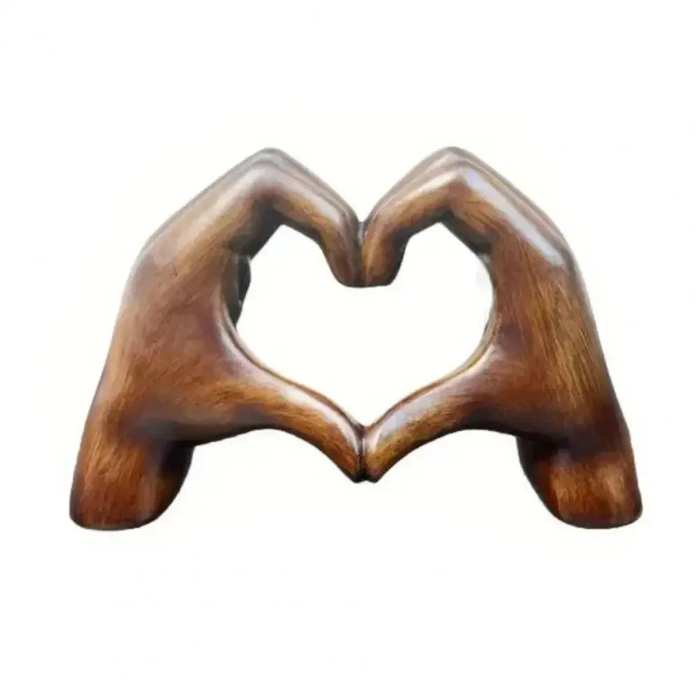 Heart-Shaped Wood-Effect Figurine