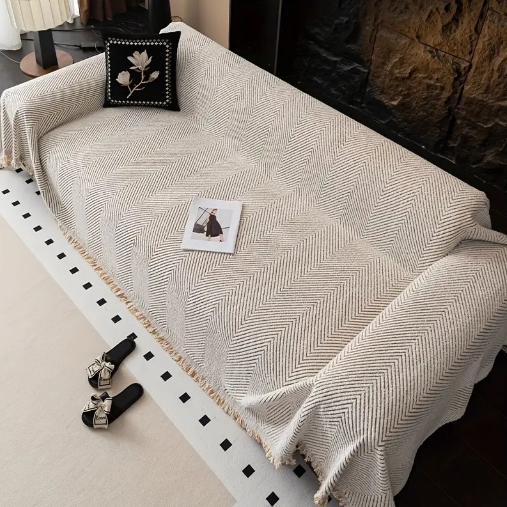 Herringbone Microfibre Sofa Cover