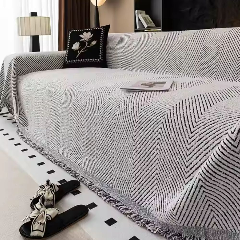 Herringbone Microfibre Sofa Cover