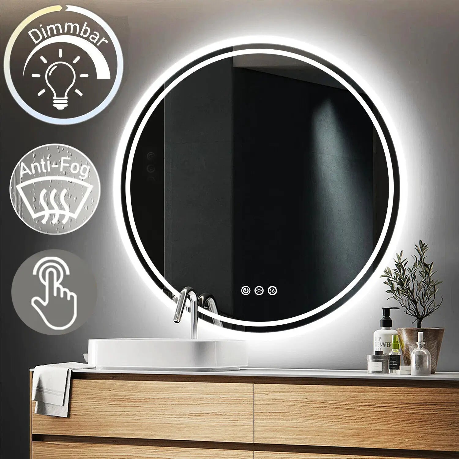Illuminated Bathroom Mirror with Touch Control