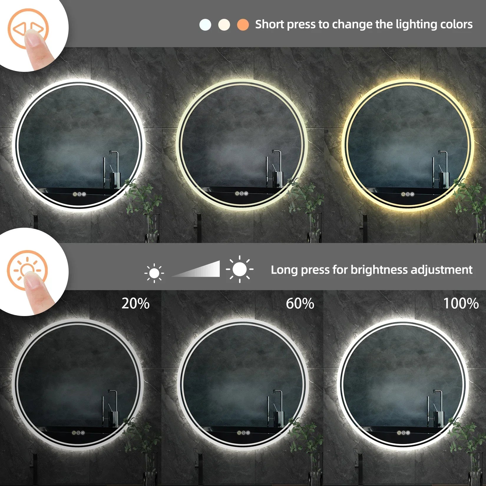 Illuminated Bathroom Mirror with Touch Control