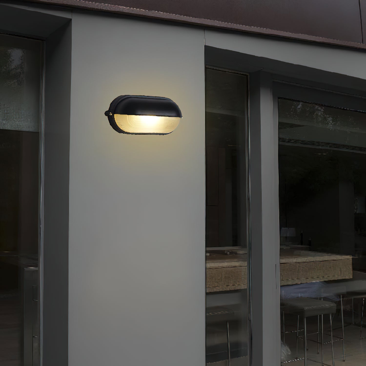 Industrial Outdoor Wall Lamp with Ribbed Glass Shade – IP65 Rated Exterior Wall Light for Patios and Porches