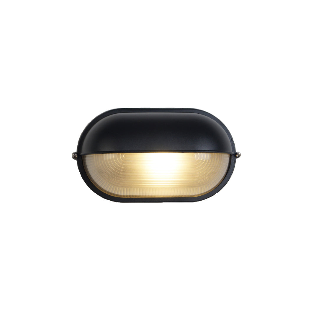 Industrial Outdoor Wall Lamp with Ribbed Glass Shade – IP65 Rated Exterior Wall Light for Patios and Porches