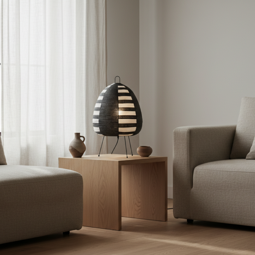 Japanese Wabi-Sabi Rice Paper Table and Floor Lamp