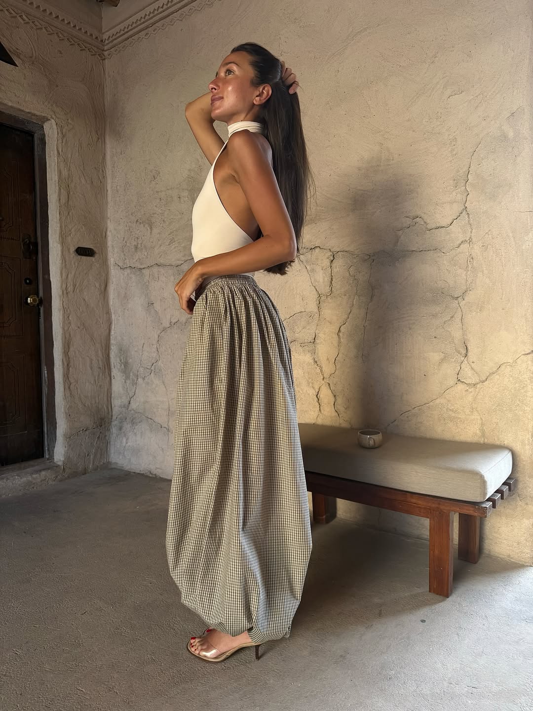 Women's Khaki Wide-Leg Pants