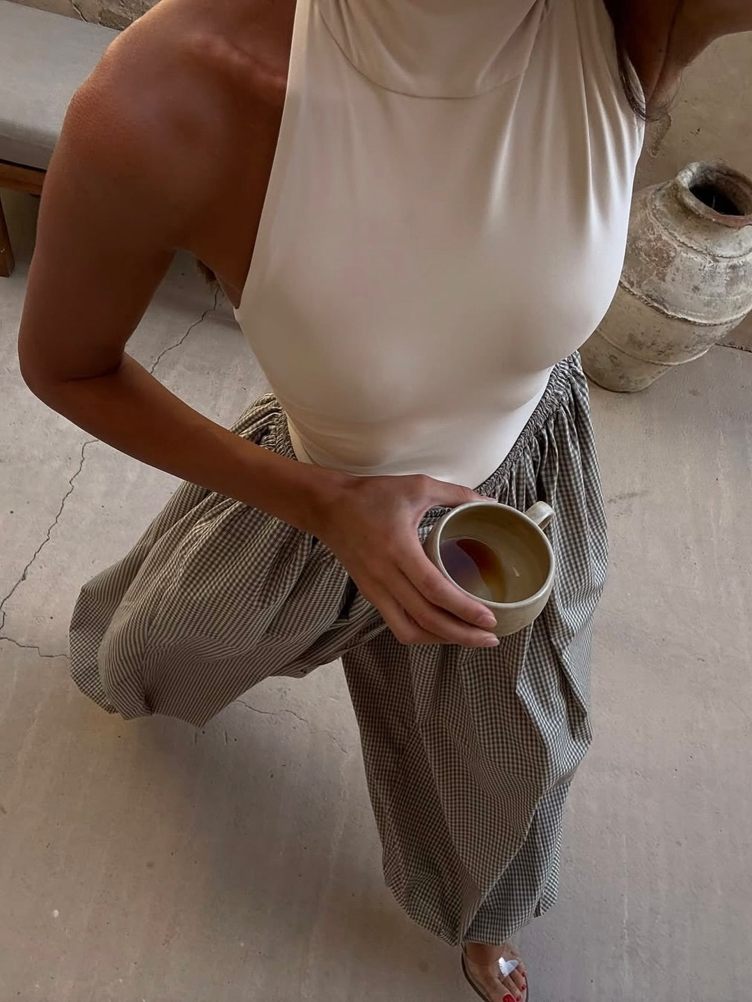 Women's Khaki Wide-Leg Pants