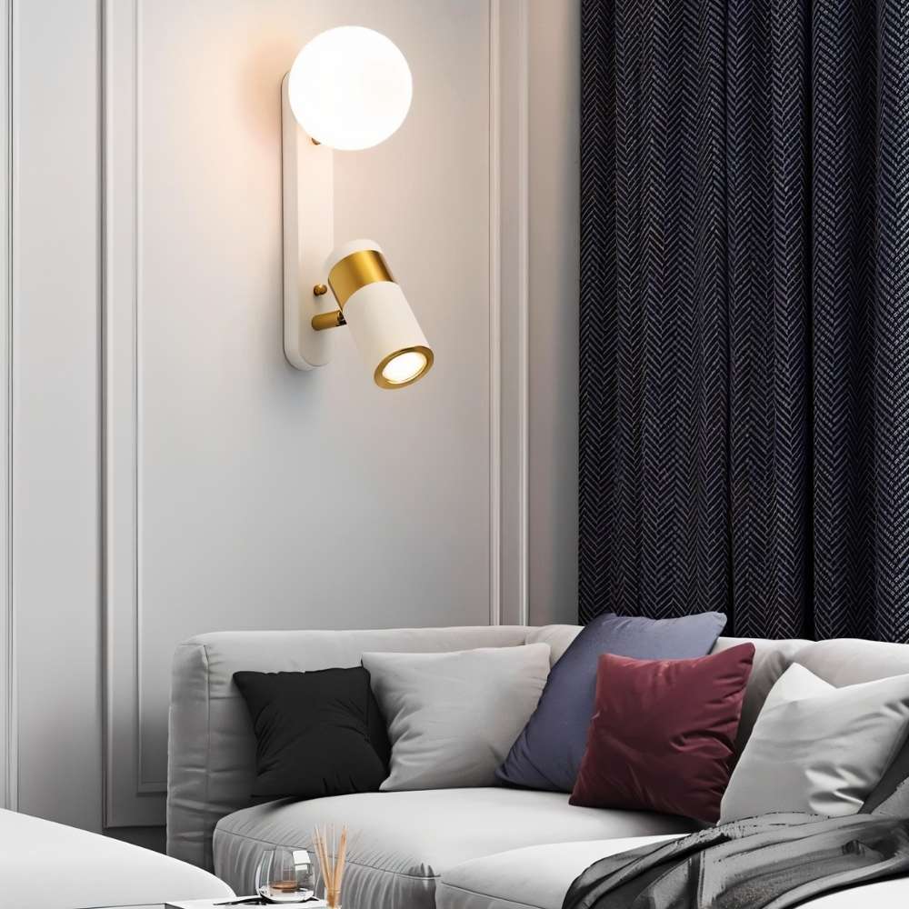 LED Wall Light with Globe Shade and Adjustable Reading Lamp