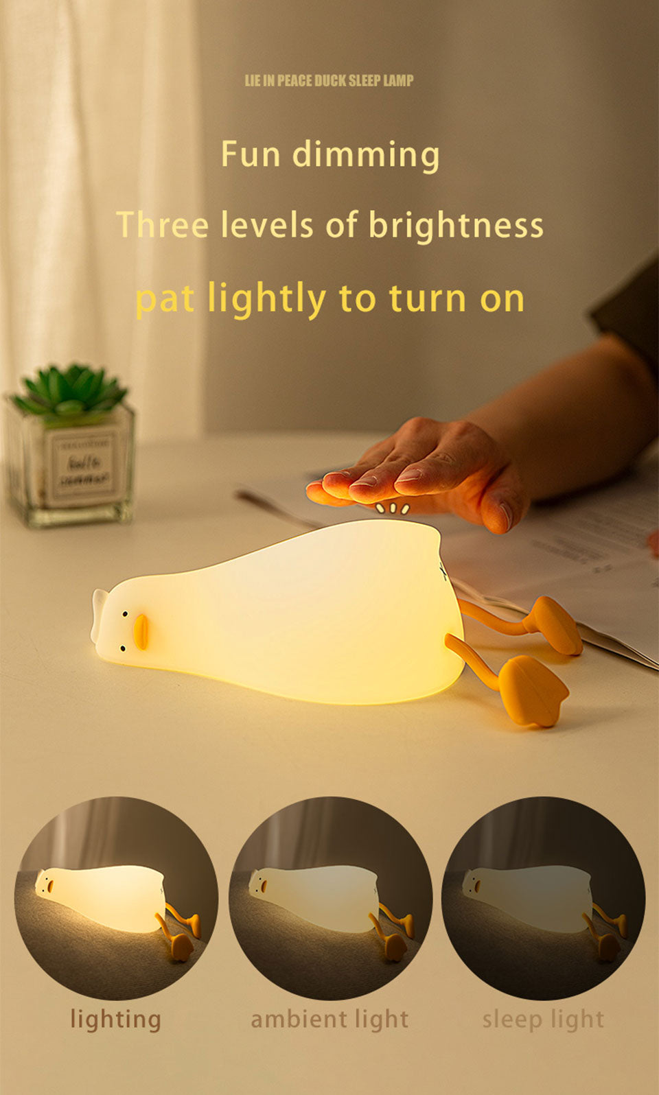Lazy Flat Duck LED Table Night Light