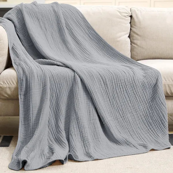 Lightweight Cotton Muslin Throw Blanket