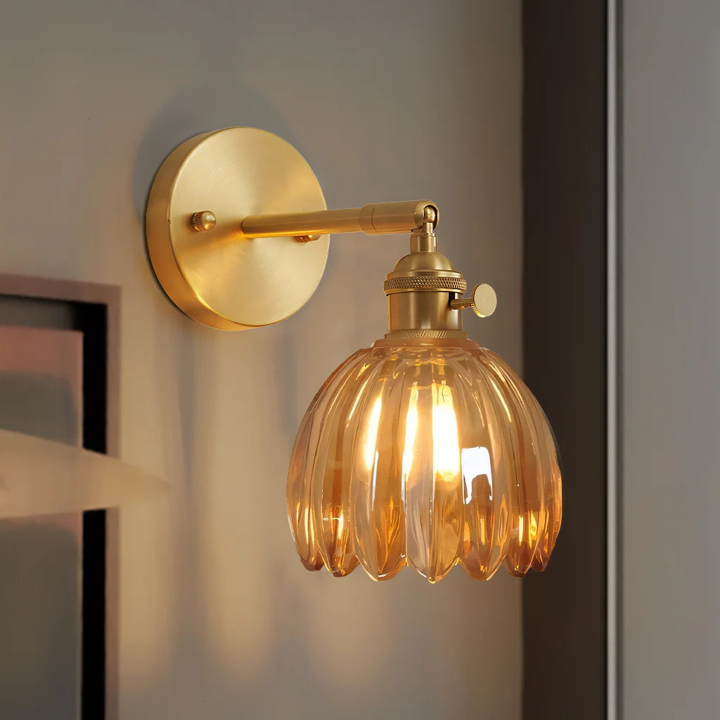 Lotus Glass Wall Light – Contemporary Sconce with Brushed Nickel Finish for Elegant Home Decor