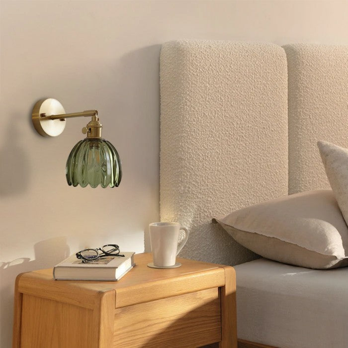 Lotus Glass Wall Light – Contemporary Sconce with Brushed Nickel Finish for Elegant Home Decor