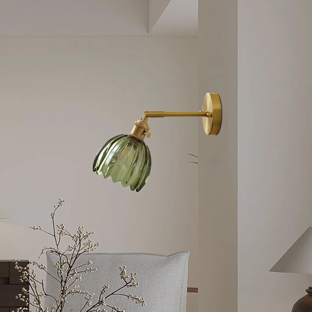Lotus Glass Wall Light – Contemporary Sconce with Brushed Nickel Finish for Elegant Home Decor