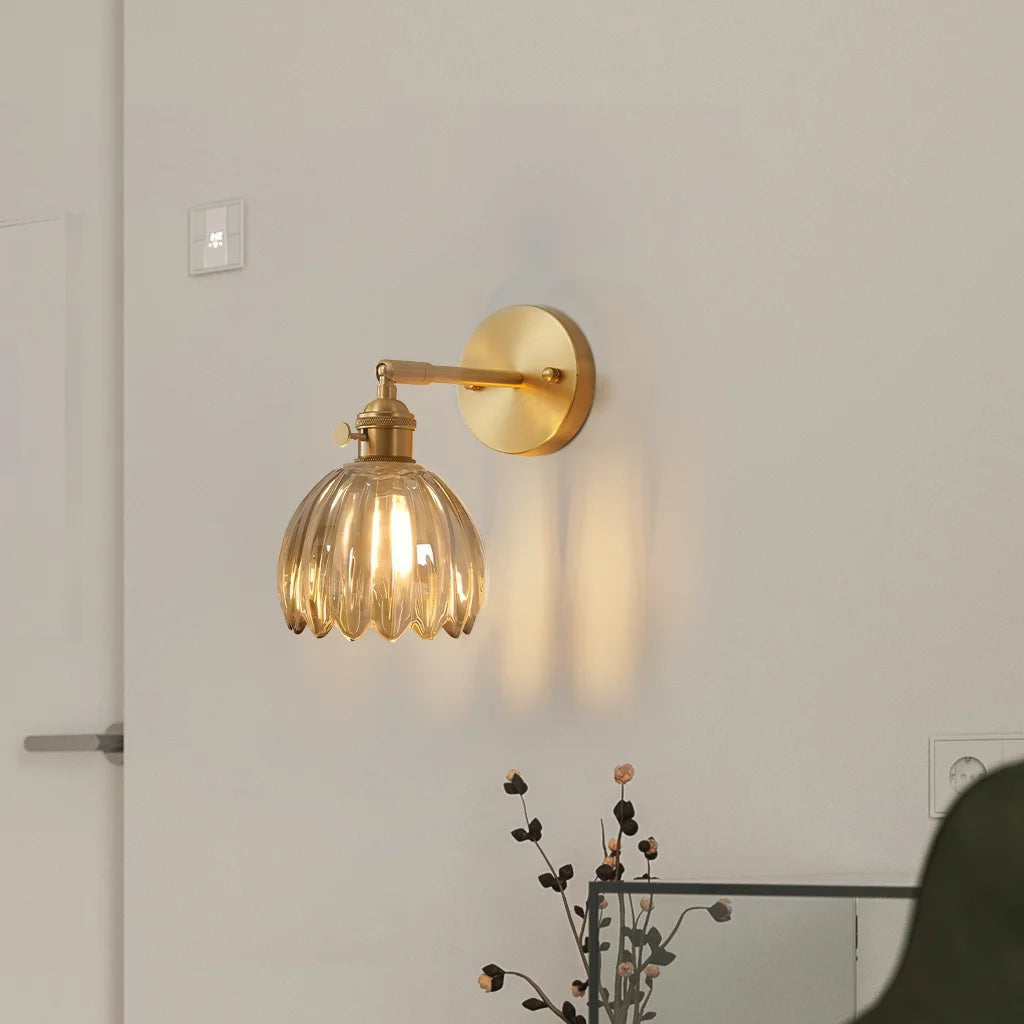 Lotus Glass Wall Light – Contemporary Sconce with Brushed Nickel Finish for Elegant Home Decor
