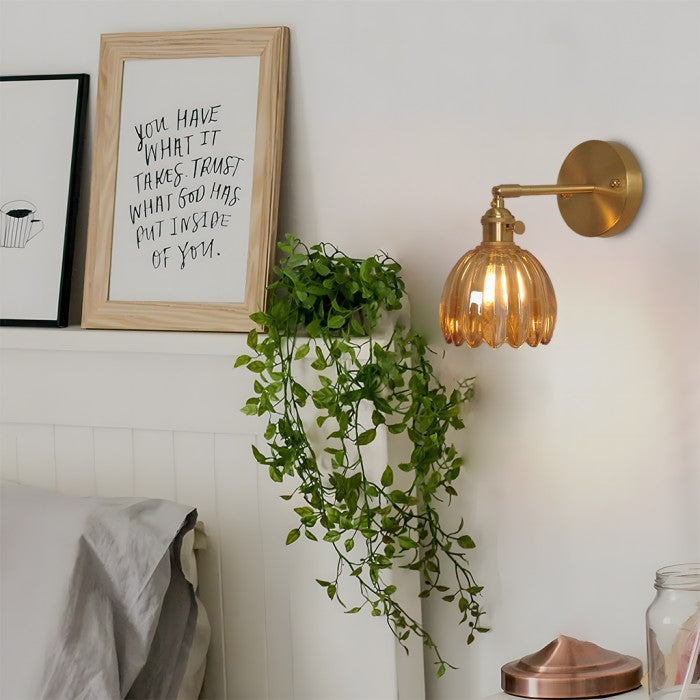 Lotus Glass Wall Light – Contemporary Sconce with Brushed Nickel Finish for Elegant Home Decor