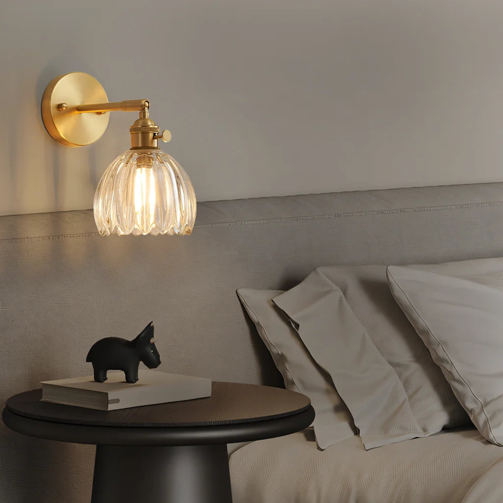 Lotus Glass Wall Light – Contemporary Sconce with Brushed Nickel Finish for Elegant Home Decor