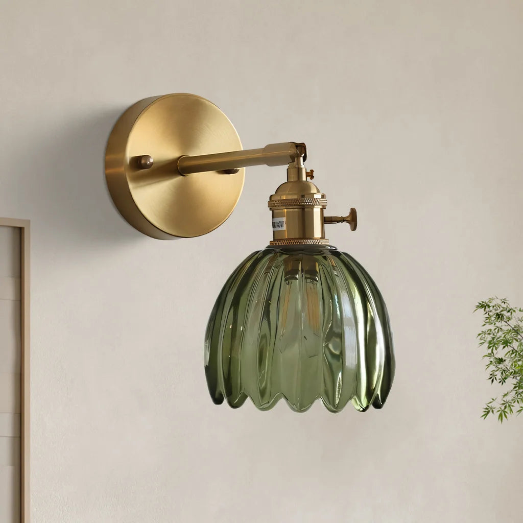 Lotus Glass Wall Light – Contemporary Sconce with Brushed Nickel Finish for Elegant Home Decor