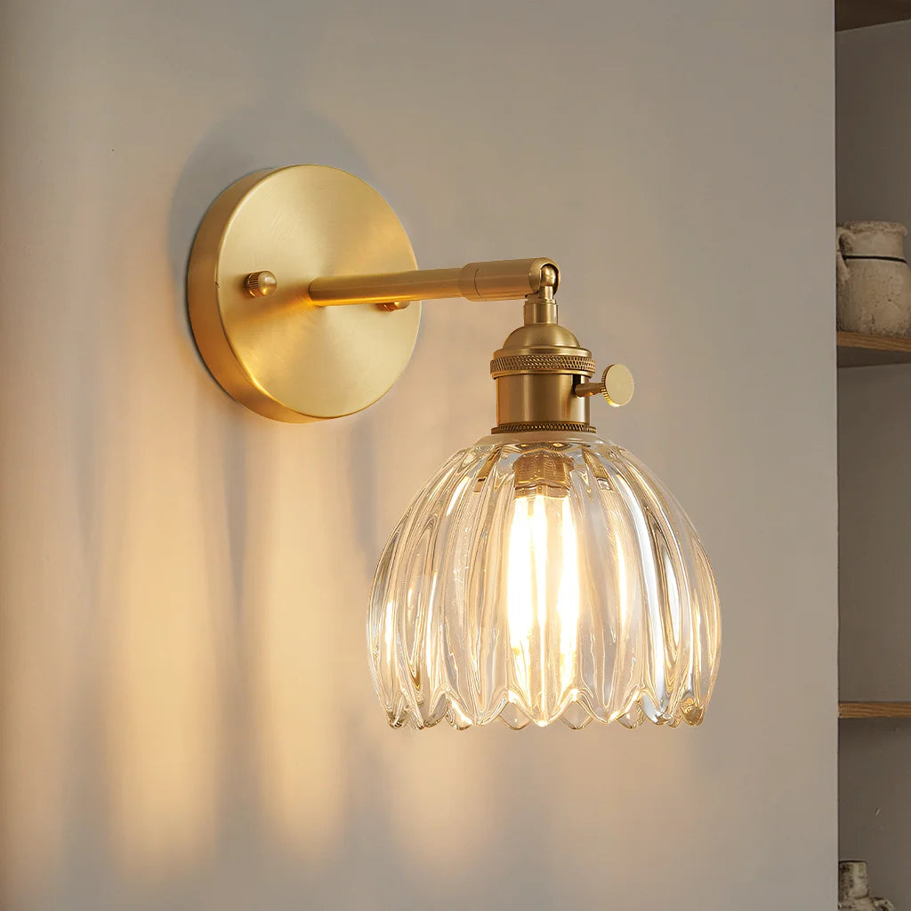 Lotus Glass Wall Light – Contemporary Sconce with Brushed Nickel Finish for Elegant Home Decor