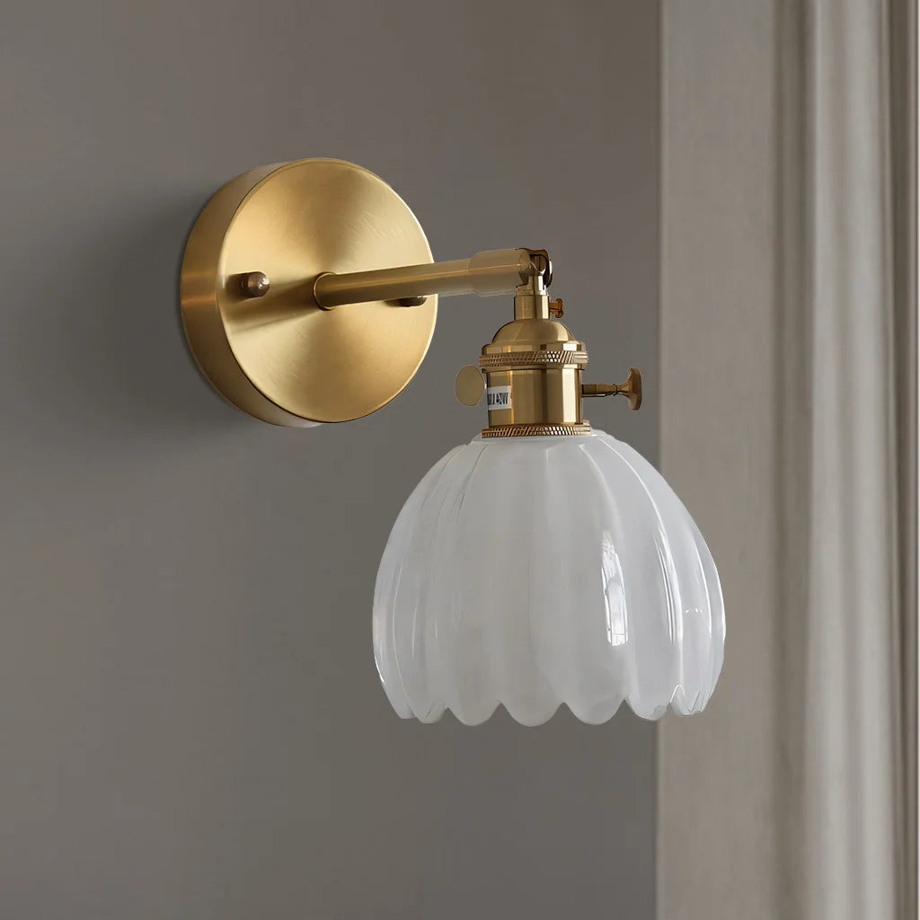 Lotus Glass Wall Light – Contemporary Sconce with Brushed Nickel Finish for Elegant Home Decor