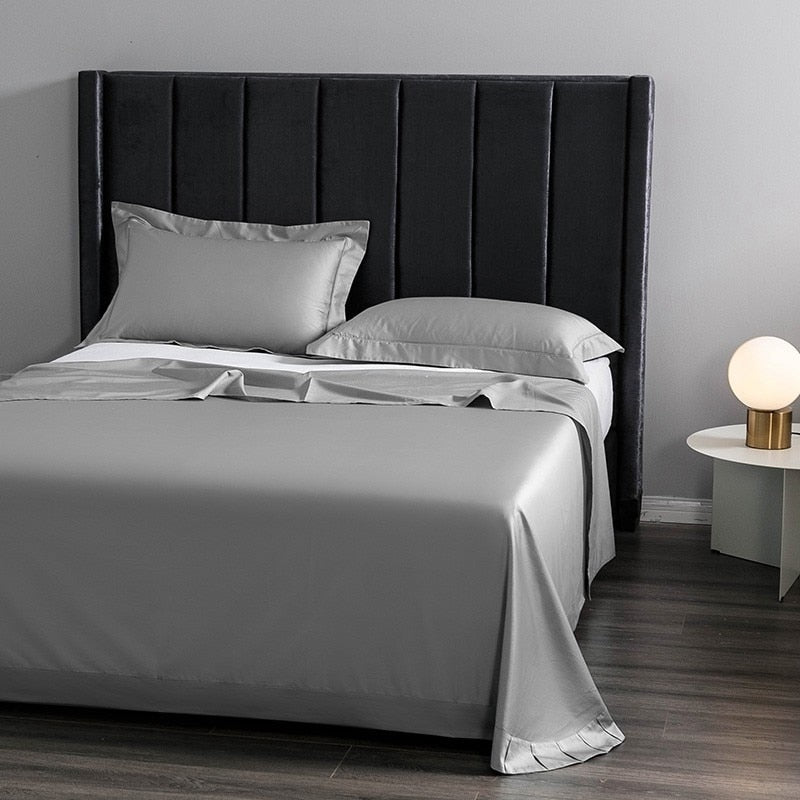 Luxury Grey Bedding Set, 1000TC Egyptian Cotton Sheets with Deep Fitted Sheet and 2 Pillowcases