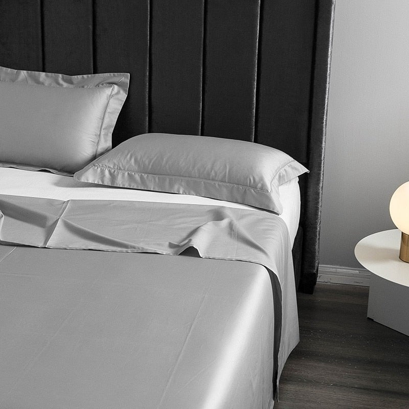 Luxury Grey Bedding Set, 1000TC Egyptian Cotton Sheets with Deep Fitted Sheet and 2 Pillowcases