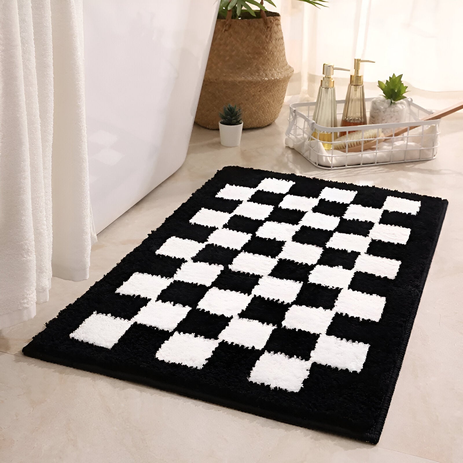 Machine-Washable Microfibre Plush Bath Mat