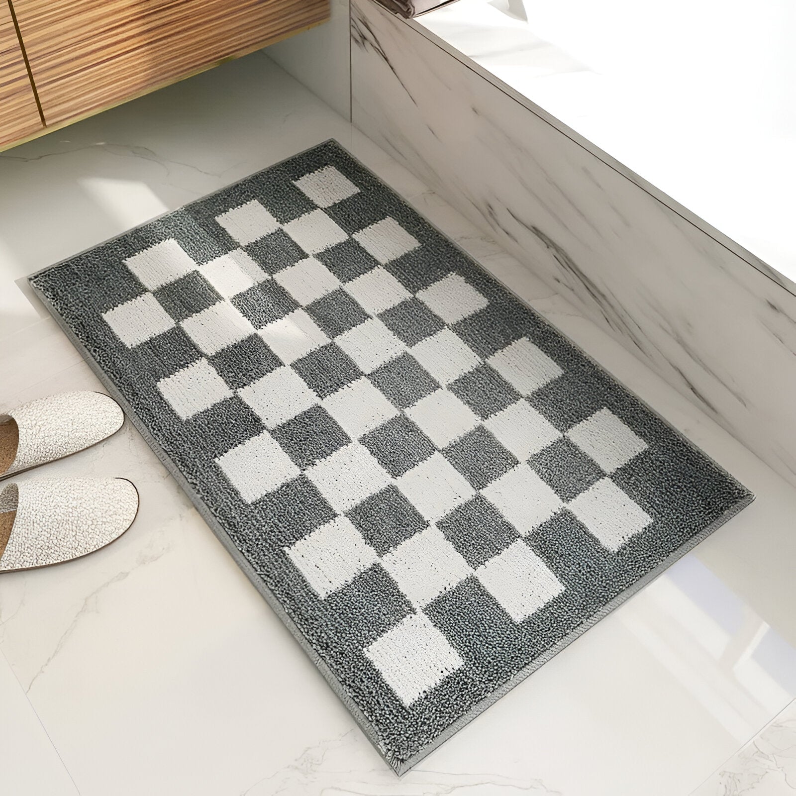 Machine-Washable Microfibre Plush Bath Mat
