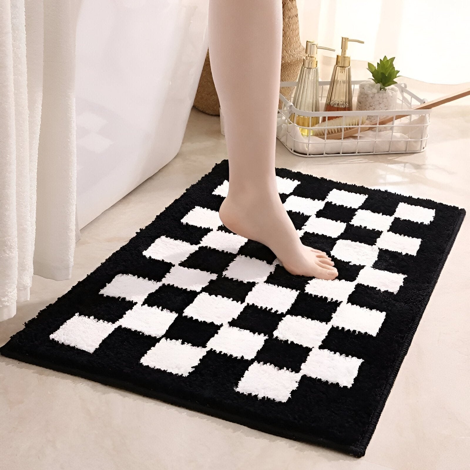 Machine-Washable Microfibre Plush Bath Mat