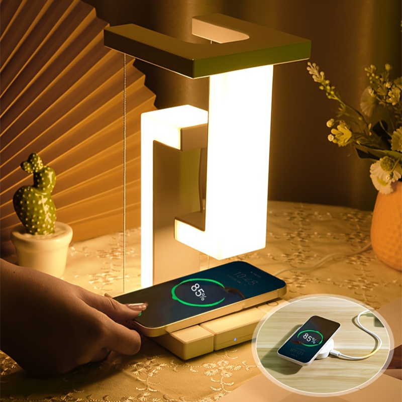 Magnetic Levitating Table Lamp with Wireless Charging – Intelligent LED Light, Modern Design, Durable ABS Plastic