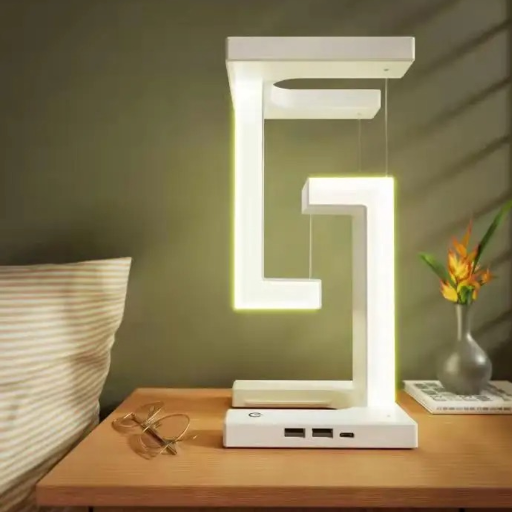 Magnetic Levitating Table Lamp with Wireless Charging – Intelligent LED Light, Modern Design, Durable ABS Plastic