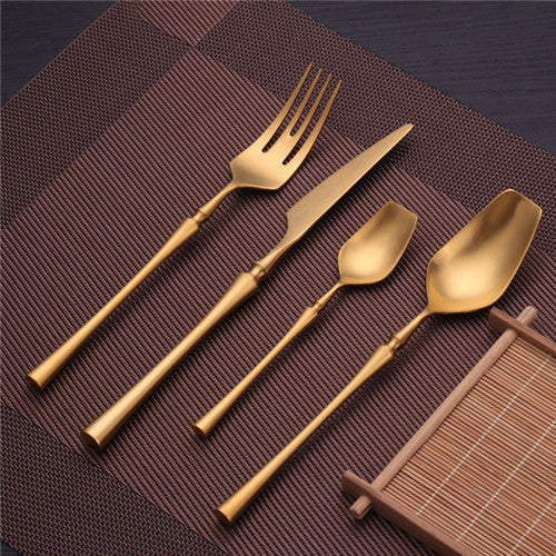 Matte Gold 18/10 Stainless Steel Cutlery Set