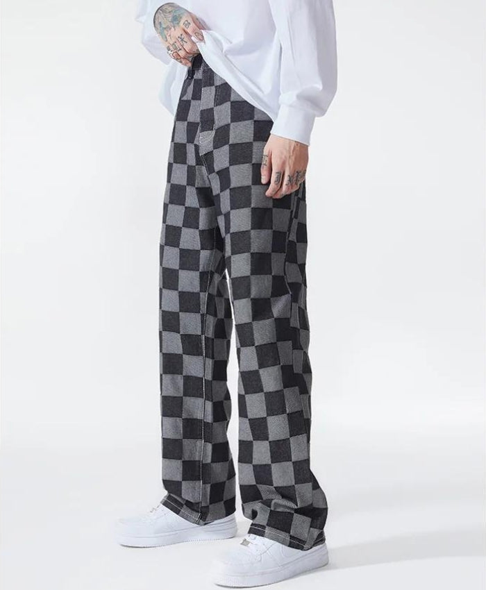 Men’s Black Checkered Pants